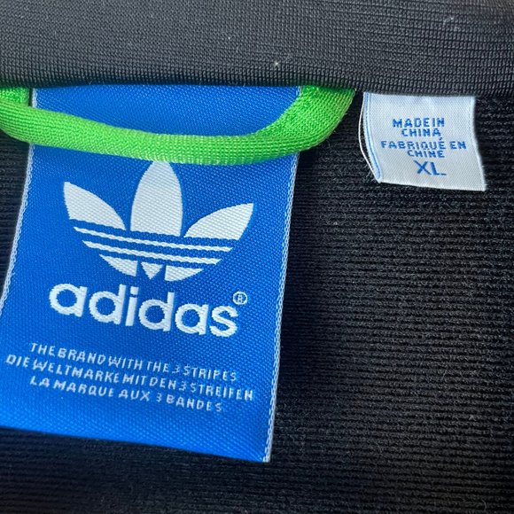 Adidas Men's Black/Lime Green Full Zip Up Windbreak Warm Up Jacket Size XL - Picture 3 of 7